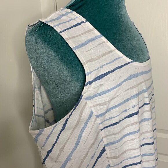 Spanner Tank Top 3X Plus Size NWT Cotton Blue Stripe Sleeveless Summer Shirt - Picture 3 of 10